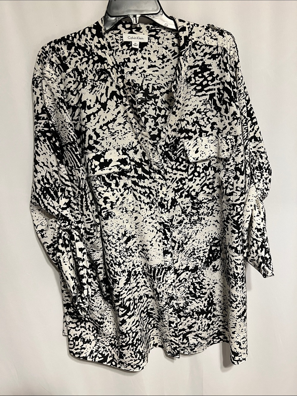 Calvin Klein Black and White Abstract Button-Down Shirt